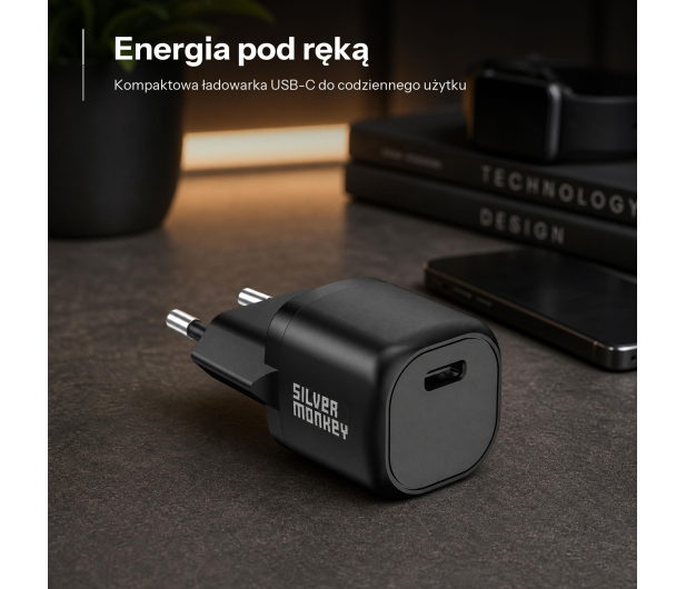 Silver Monkey Mini Ładowarka sieciowa PD 20W (USB-C) Czarna - 1131250 - zdjęcie 3